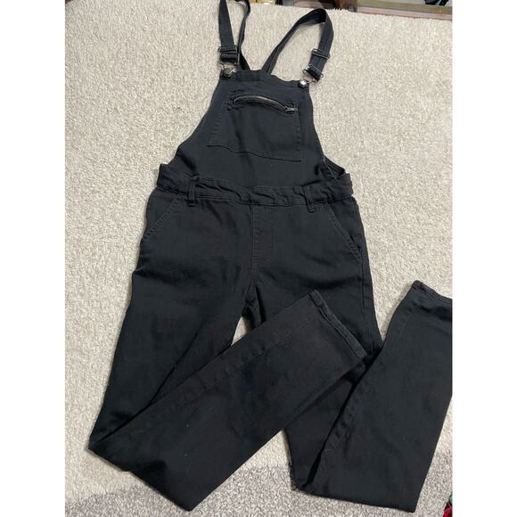 Forever 21 Women's Size 26 Skinny Denim Overalls Black - Picture 1 of 12